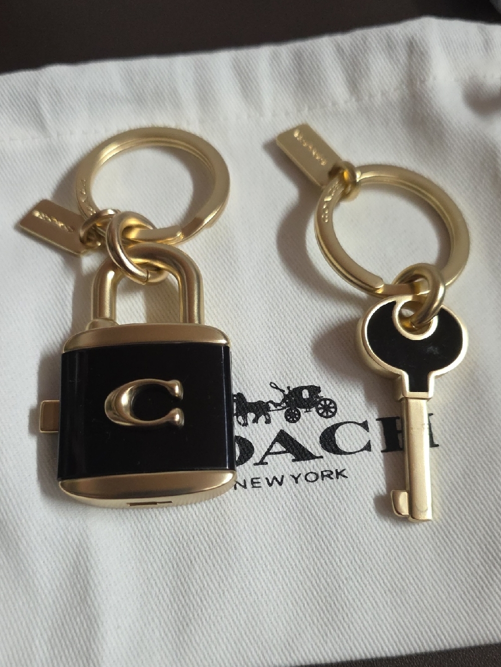 Coach 2 Pc. Padlock & Key Keyrings New W/ Dusty - Picture 3 of 9